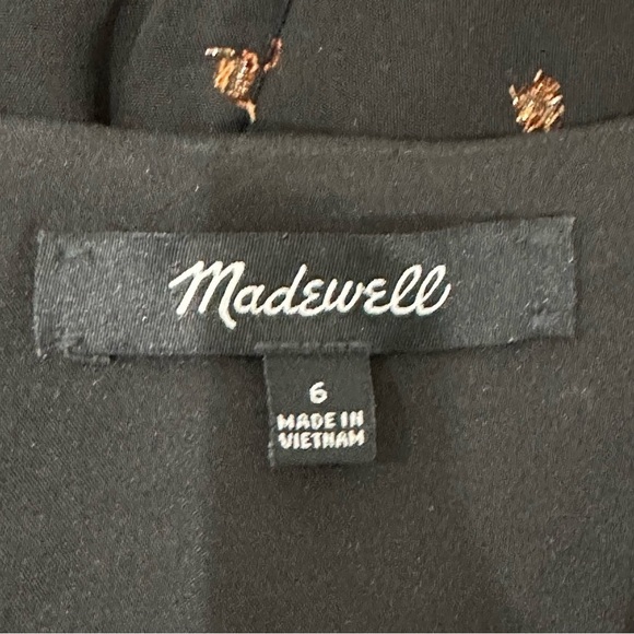 Madewell Cape Sleeve Mini Dress Metallic Dot Black - Picture 7 of 10